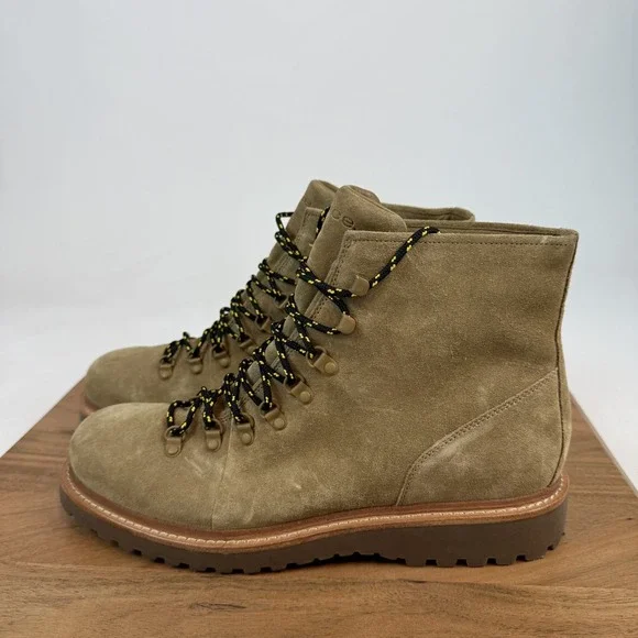 Mens Vince Safi Beige Leather Lace Up Comfort Casual Combat Boots Size 10 M GUC